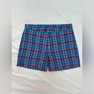 Bugatchi NEW Men’s Red White and Blue Plaid Textured Lightweight Swim Trunks
